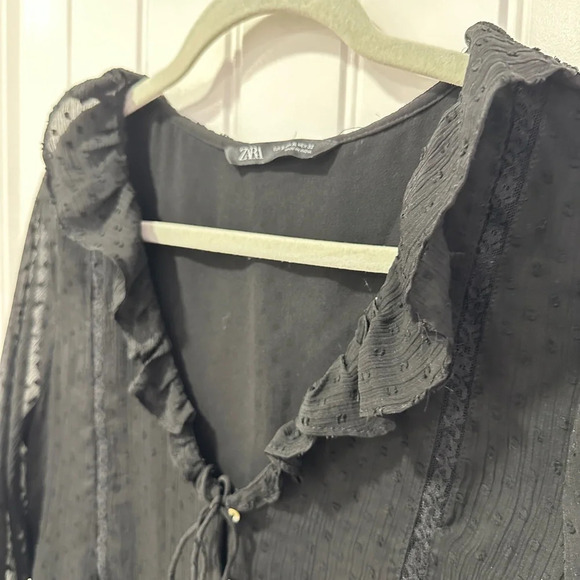 ZARA | Black Pointelle Blouse | Size: X-Large - Picture 4 of 8